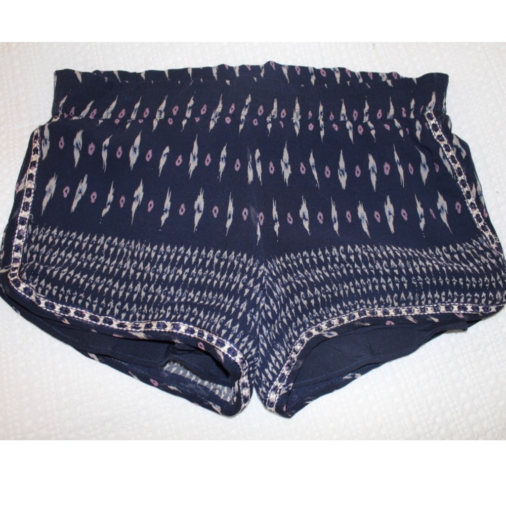 Joie Small Navy Blue Silk Printed Shorts